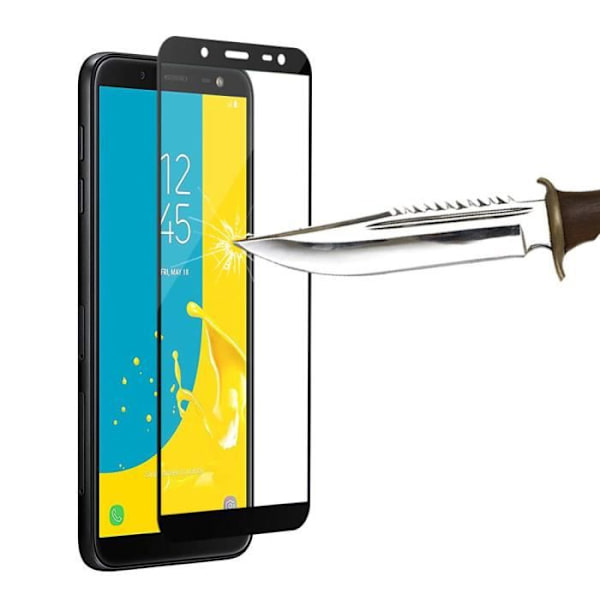 VCOMP - Paket med 2 färgade skärmskyddsfilmer i härdat glas - SVART - För Samsung Galaxy J6 (2018) - On6 (2018) 5,6"