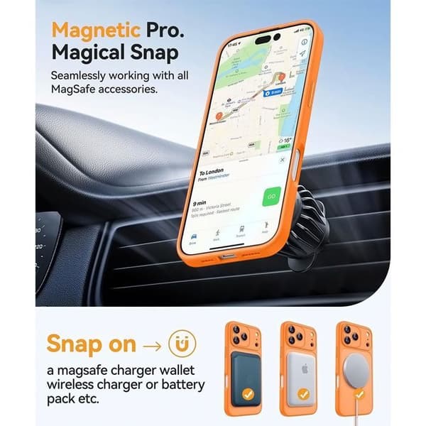 Skyddsskal - för iPhone 17 Pro - Stöttålig - Kameraskydd - Magnetring Orange