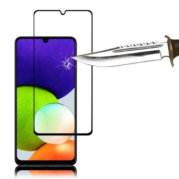 VCOMP® til Samsung Galaxy A22 4G 6,4": Lot - Pakke med 3 farvede fuldskærms-skærmbeskyttere af hærdet glas - SORT SVART