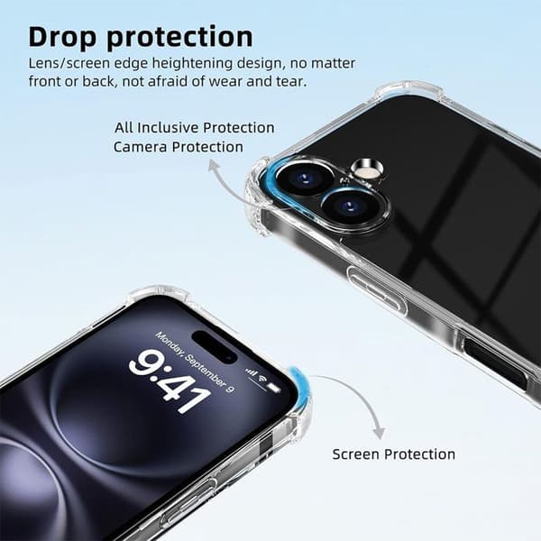 Skyddsfodral - BOOLING - för iPhone 17 - Förstärkt silikon - Stötsäker - Transparent Transparent