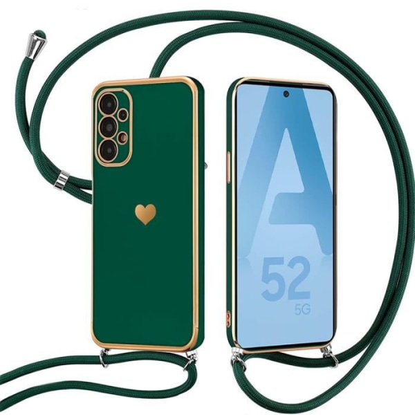 Fodral för Samsung Galaxy A52 4G-5G A52s 5G Mjukt Anti-Rapskydd + Axelrem Nattgrön Nattgrönt