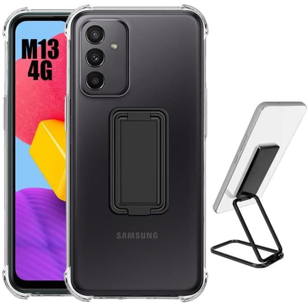 Coque - Samsung - Galaxy M13 - Transparent Silikon - Justerbart Stöd - Stötsäker Transparent