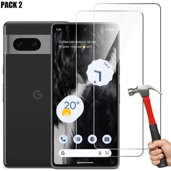 Skärmskydd i härdat glas för Google Pixel 7 - Enkel installation Anti-Scratch Pack om 2 Transparent