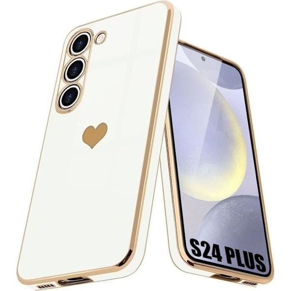 Skyddsskal - BOOLING - Samsung Galaxy S24 Plus - Mjuk TPU - Hjärtmönster - Repbeständig Vit