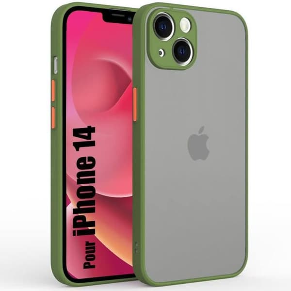 Skyddskal - BOOLING - för iPhone 14 - Silikon + PC - Kaki - Stötsäker Kaki