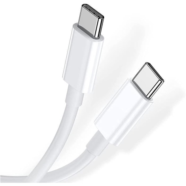 USB-C till USB-C-kabel för iPhone 16 Pro Max, 16 Pro, 16 Plus, 16 - Snabbladdning Vit 1M - Paket med 2