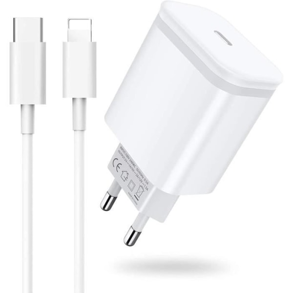 20W USB C-laddare med 2M-kabel, snabb USB-C-adapterkontakt för väggströmförsörjning för iPhone 13-13 Mini - 13 Pro[197]