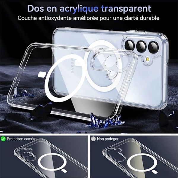 Coque för Samsung Galaxy A36 5G med Magnetcirklar + 2 Härdade Glas - BOOLING® Transparent