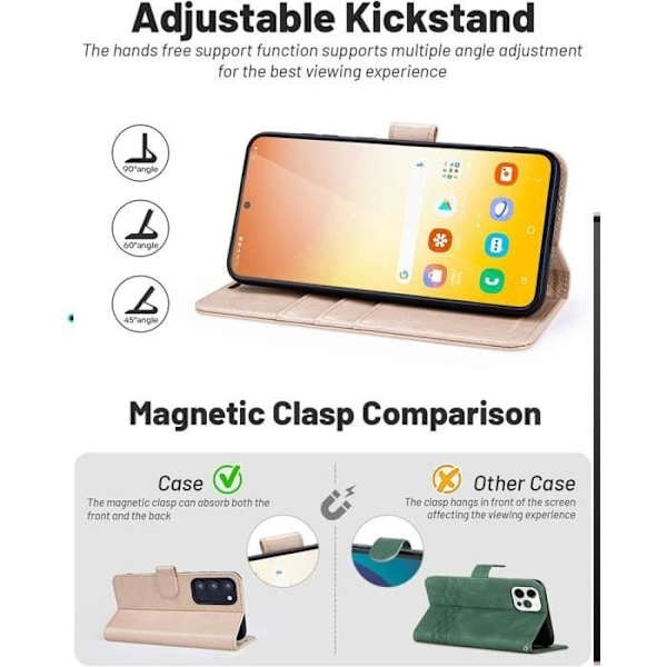 Skyddsfodral - BOOLING - Samsung Galaxy S24 FE - Guld syntetiskt läder - Stötsäkert - Korthållare gyllene