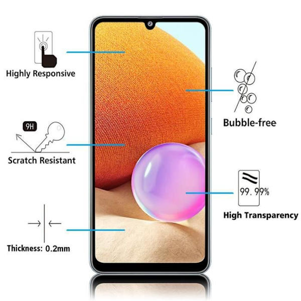 VCOMP® för Samsung Galaxy A32- A32 4G 6,4": förpackning - 2-pack helfärgsskärm härdat glas skärmskydd - SVART SVART