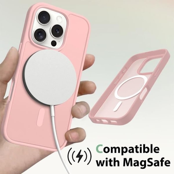 Skal till iPhone 16 Pro Max, skydd med magnetring Stötsäker genomskinlig rosa Rosa