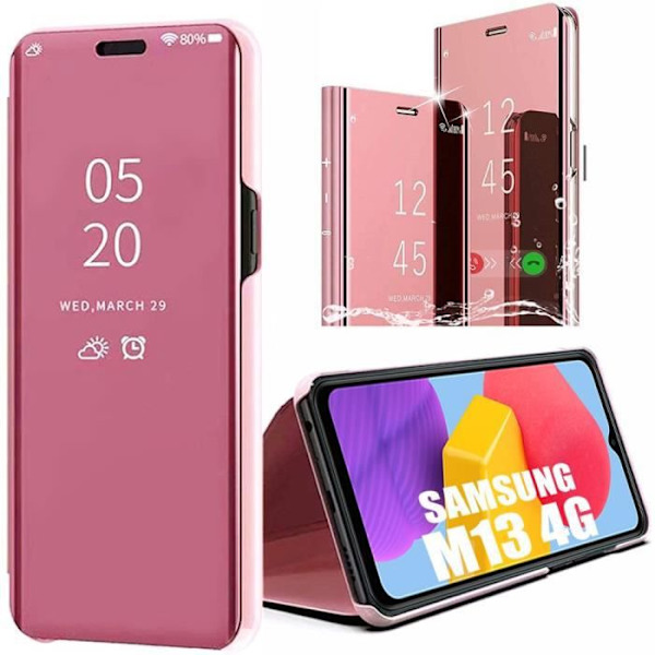 Fodral till Samsung Galaxy M13 Fram- och bakskydd Smart Fodral Clear View - Rosa Rosa