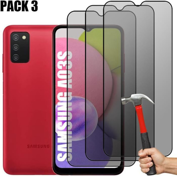 Anti-Spy skärmskydd i härdat glas för Samsung Galaxy A03S - BOOLING - 3-pack Svart