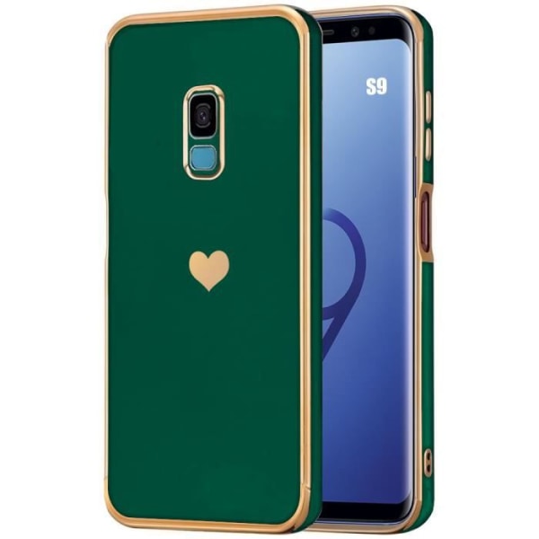 Fodral till Samsung Galaxy S9 Heart Pattern Anti-Scratch Protection Mjukt silikon midnattsgrönt Nattgrönt