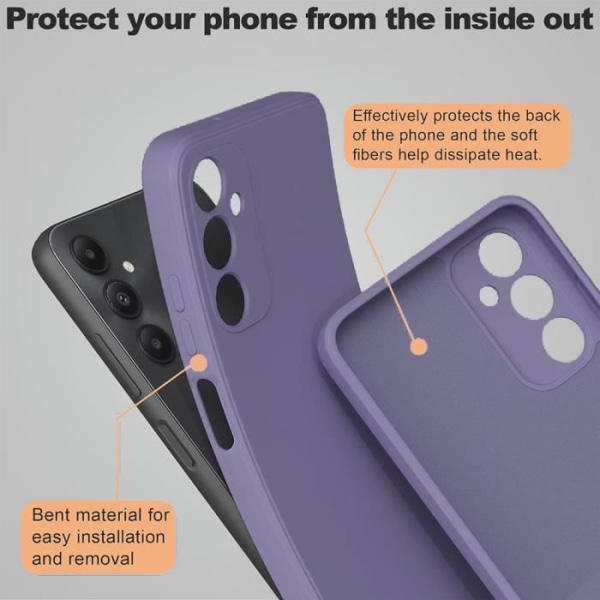Fodral till Samsung Galaxy A23 4G-5G - Smal stötsäker matt flytande silikonskydd - mörklila