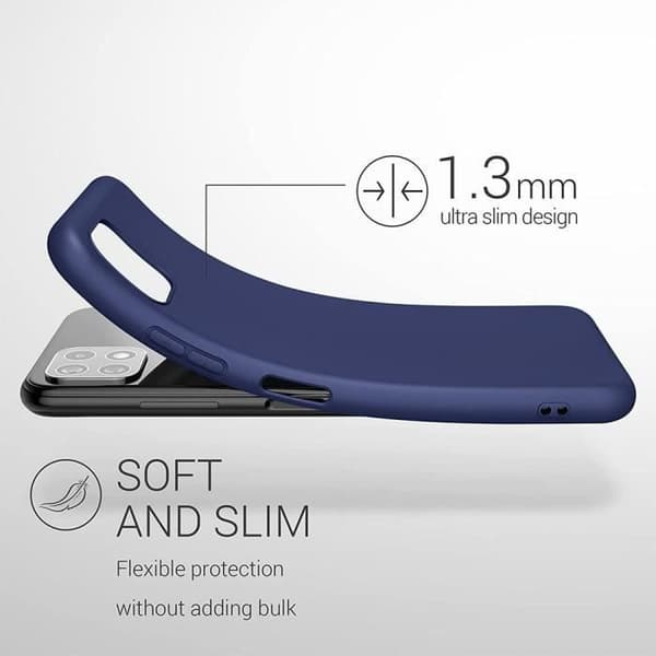 Coque - BOOLING - för Samsung Galaxy A22 5G - Silikon - Stötsäker - Mörkblå - med 2 Härdat Glas marinblå