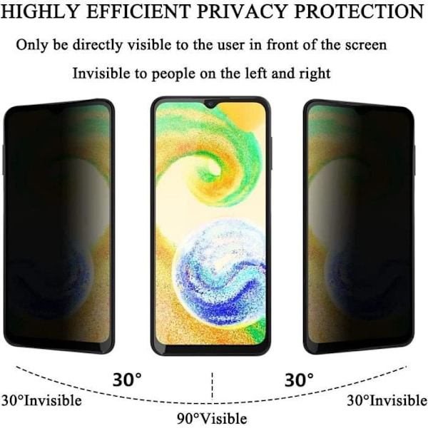 2 Anti-Spy Tempered Glasögon för Samsung Galaxy A04s - BOOLING - Stötsäkert skydd Svart