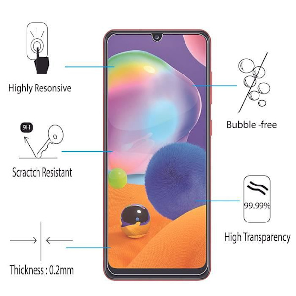 För Samsung Galaxy A31 6,4": 3-pack skärmskydd i härdat glas