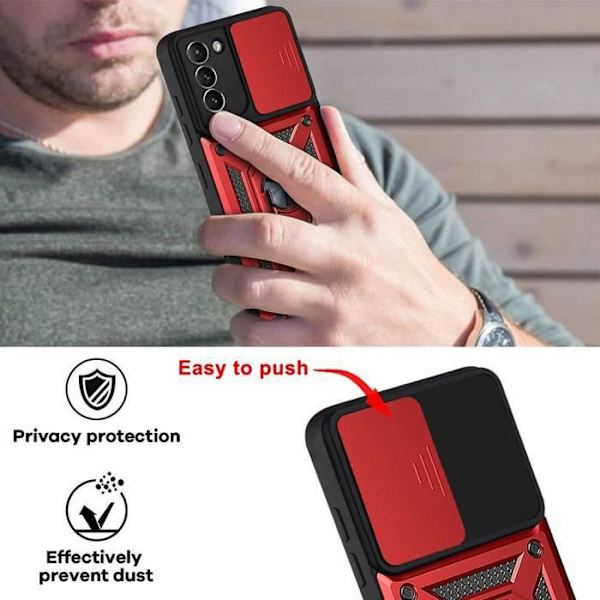 Skyddsfodral för Samsung S21 Plus - PROSHOP - Röd - Stel - Matt - Fodral med ringstöd Röd