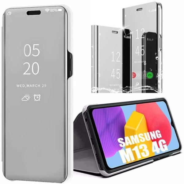 Etui til Samsung Galaxy M13 Mirror Effect Translucent Window Silver Silver