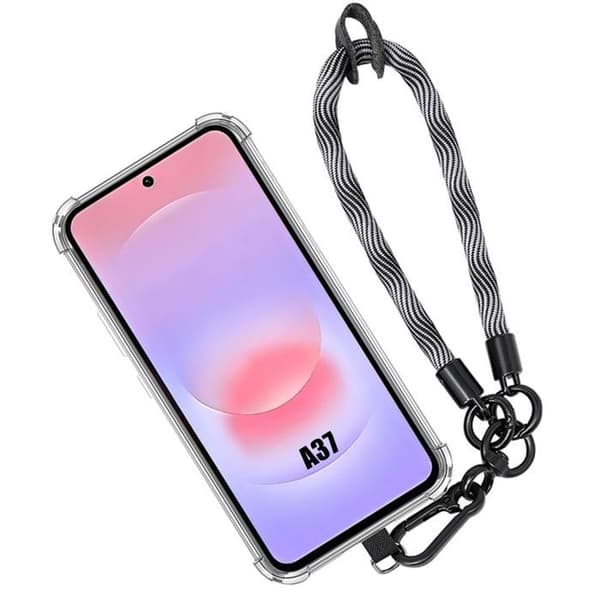 Skyddsfodral för Samsung Galaxy A37 5G, Stötskydd med Avtagbart Robust Armband Grå Grå, klar