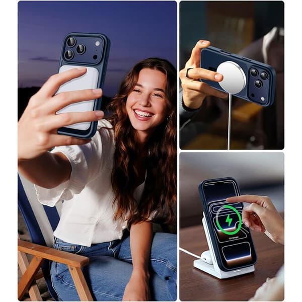Skyddsjacka - BOOLING - iPhone 17 Pro Max - Stötteknik - Magnetisk Ring - Mörkblå marinblå