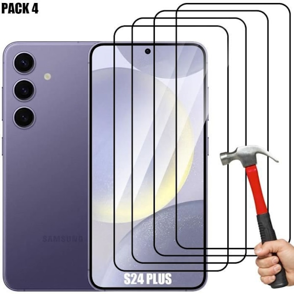 Skärmskydd i helhärdat glas för Samsung Galaxy S24 Plus - BOOLING - 4-pack - Klar - 9H Transparent med svart kant