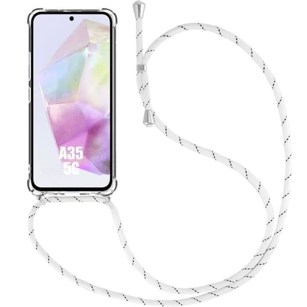 Skyddsskal - BOOLING - för Samsung Galaxy A35 5G - Flexibelt - Transparent - Nylonrem Vit, klar