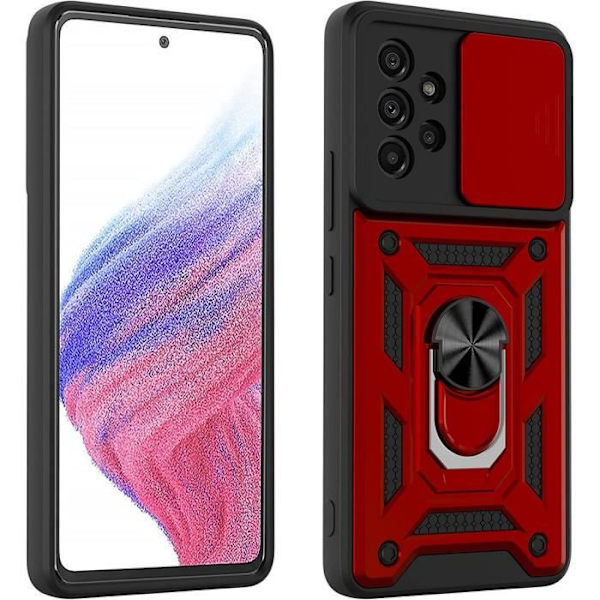 Fodral för Samsung A53 5G (6,5 tum) Red Hard Army Style Kameraskydd Stötsäker Ring Baksida Anti-Scratch Röd