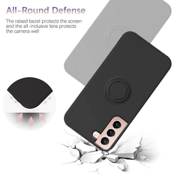 Coque Silikon - BOOLING - Samsung Galaxy S23 Plus - Svart - Stödring - Mjuk Svart
