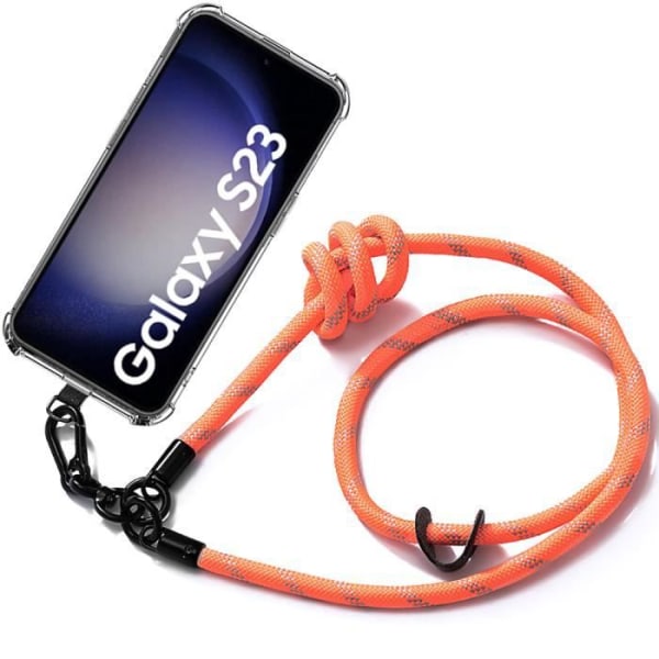 Lanyardfodral för Samsung Galaxy S23 Stötsäkert skydd med löstagbar snodd Orange