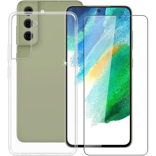 Fodral till Samsung Galaxy S21 FE /S21 lite 5G 6,41" + 1x skärmskydd i härdat glas [Transparent silikon][Anti-Scratch]