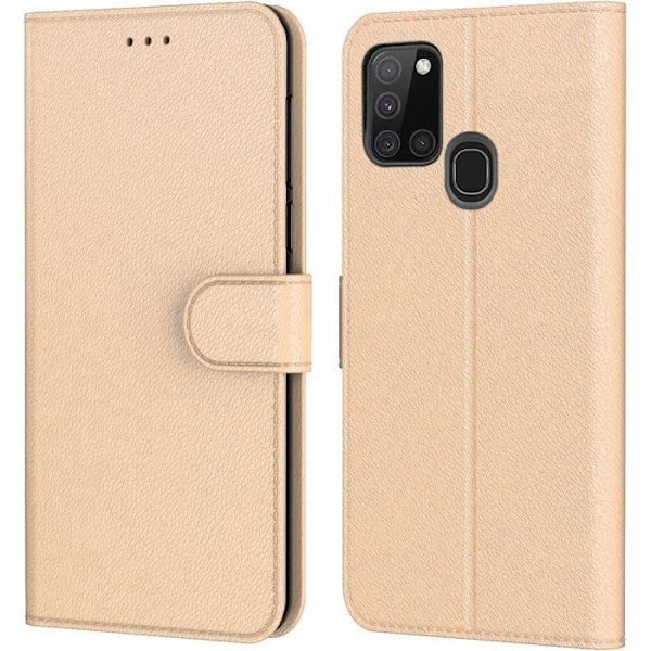 Coque - Samsung - A21S - Guld - Stötabsorberande - Mjuk läderlook gyllene
