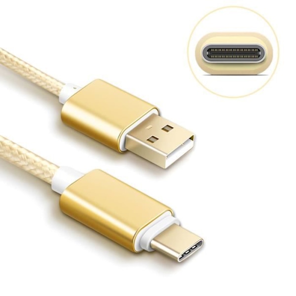 USB Typ C-kabel, 2-pack, 2M - guldnylon
