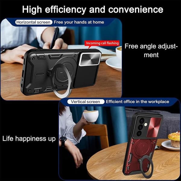 Skyddsskal - BOOLING - för Samsung Galaxy A07 - Röd - Stötresistent - Rotérande ringstöd Röd