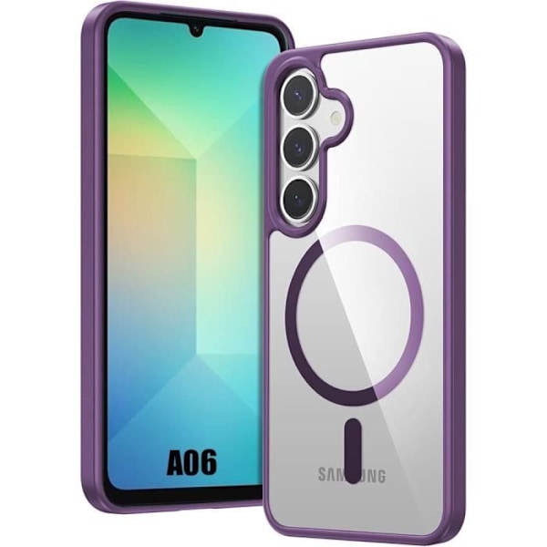 Fodral till Samsung Galaxy A06 med magnetisk cirkel, stötsäkert skydd lila kant