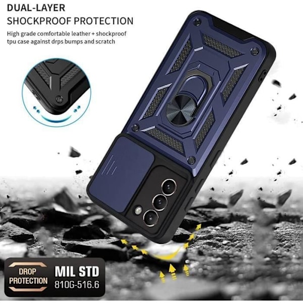Skyddsfodral - PROSHOP - för Samsung S21 - Mörkblå - Rep - Chockresistent Bakring marinblå