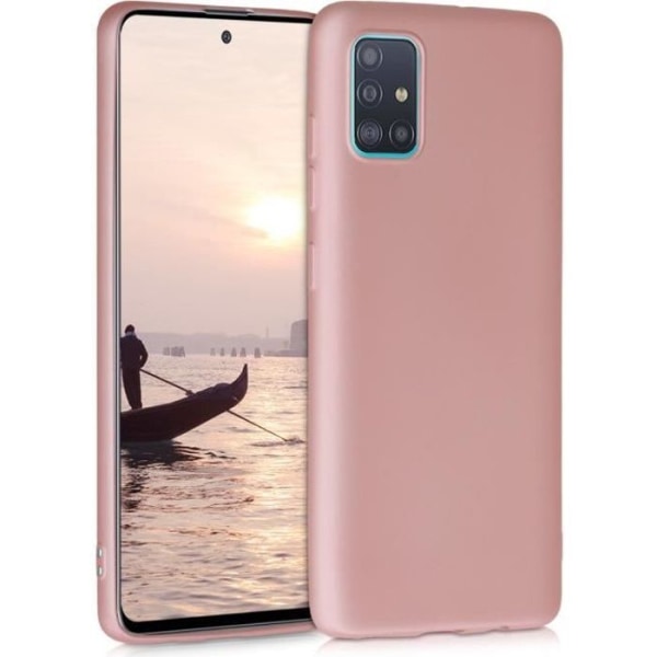 kwmobile etui kompatibelt med Samsung Galaxy A51 - Metallisk rosa guld silikone telefoncover Brons