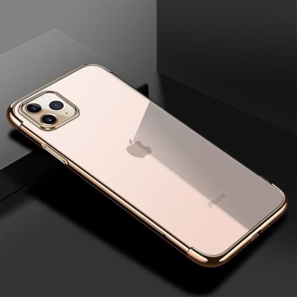 Coque til iPhone 12 (6.1") - PROSHOP - Fleksibel - Design med forkrommet gylden kant - 2 hærdede glas gyllene