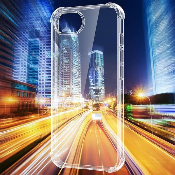Coque för iPhone 16e - Förstärkt Stötsäker Transparent Silikon + 2 Härdade Glas Transparent