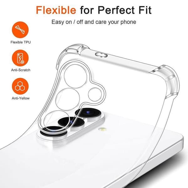 Coque + 2 Dämpade Glas för Samsung Galaxy S26 FE, Stötsäker Silikon med Förstärkta Hörn Transparent Transparent