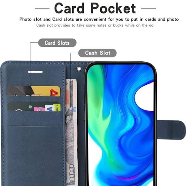 Skyddshölje - Samsung - Galaxy A54 5G - Bicolore PU-läder - 2 Härdat glas - Flera positioner stöd Marinblå, röd