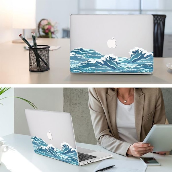 Skal för MacBook Pro 14 Tum M4 M3 M2 M1 Pro/Max 2024 2023 2021, Ultra Slim Hård Skydd Antichock Vågmönster Blå