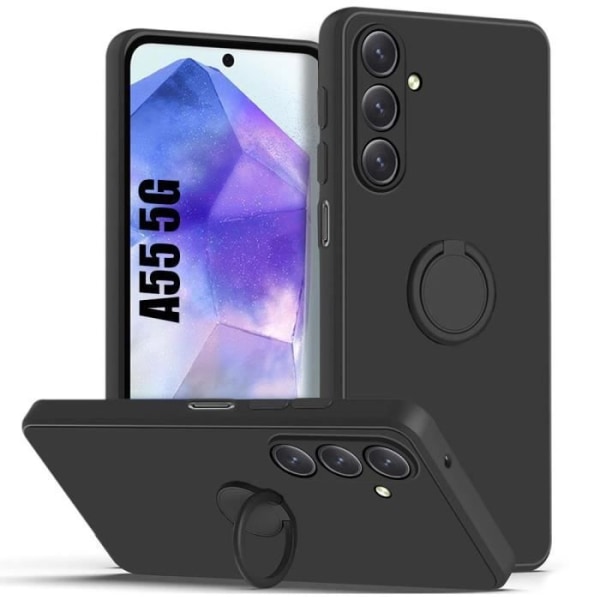 Skyddshölje - Samsung - Galaxy A55 5G - Flytande silikon - Stötskydd - Matt svart Svart