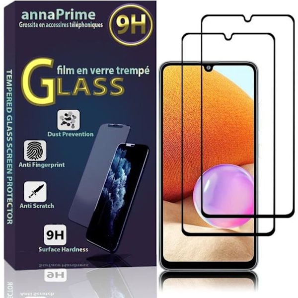 VCOMP® för Samsung Galaxy A32- A32 4G 6,4": förpackning - 2-pack helfärgsskärm härdat glas skärmskydd - SVART SVART