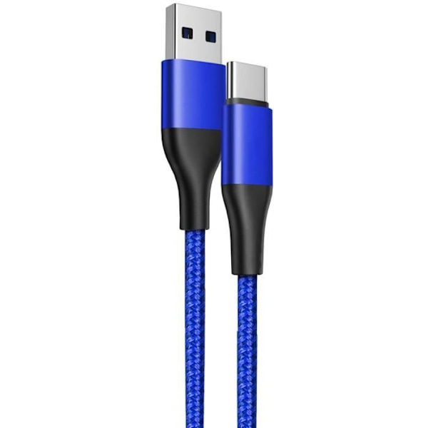 USB-C-kabel - BOOLING - 1M - Snabbladdning 3A - Flätad nylon - Kompatibel med Xiaomi Redmi 14C/13C/Note 13/14 Blå