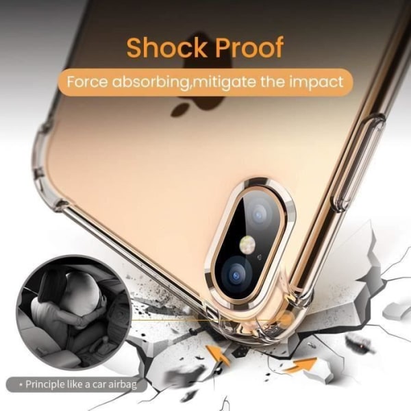 HK14652-iPhone Xs-X etui, [Anti-Drop][Crystal Clear]Airbag Absorption Bumper Pude, Anti-ridse klar ryg til i