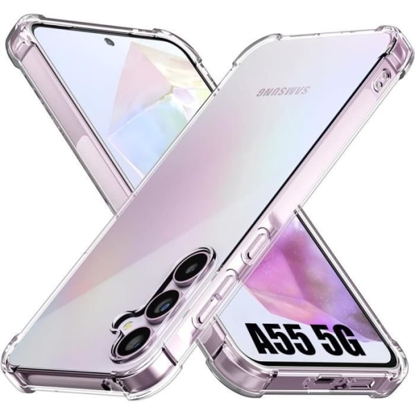 Fodral för Samsung Galaxy A55 5G, 4-hörnsskydd Förstärkt högresistent Silikon Transparent