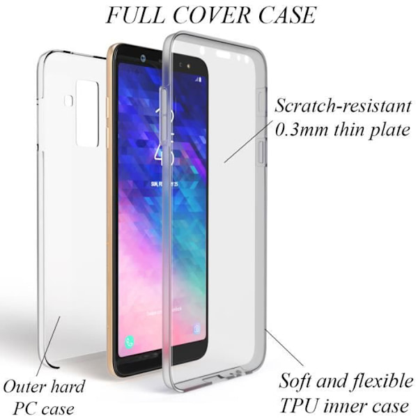 Coque Intégrale - NALIA - Samsung Galaxy A6 Plus - Skydd 360° - Härdat Glas - Minimalistisk Svart