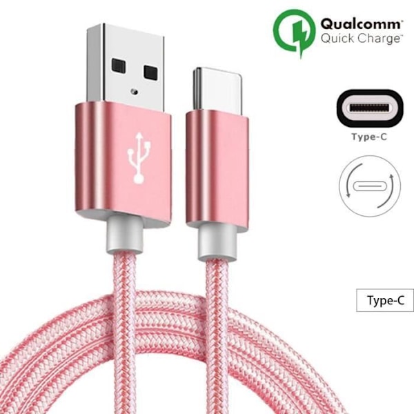 Mobiltelefonkabel - Samsung - Galaxy S8 S8Plus S9 S9Plus S10 - 1M - Pink Nylon